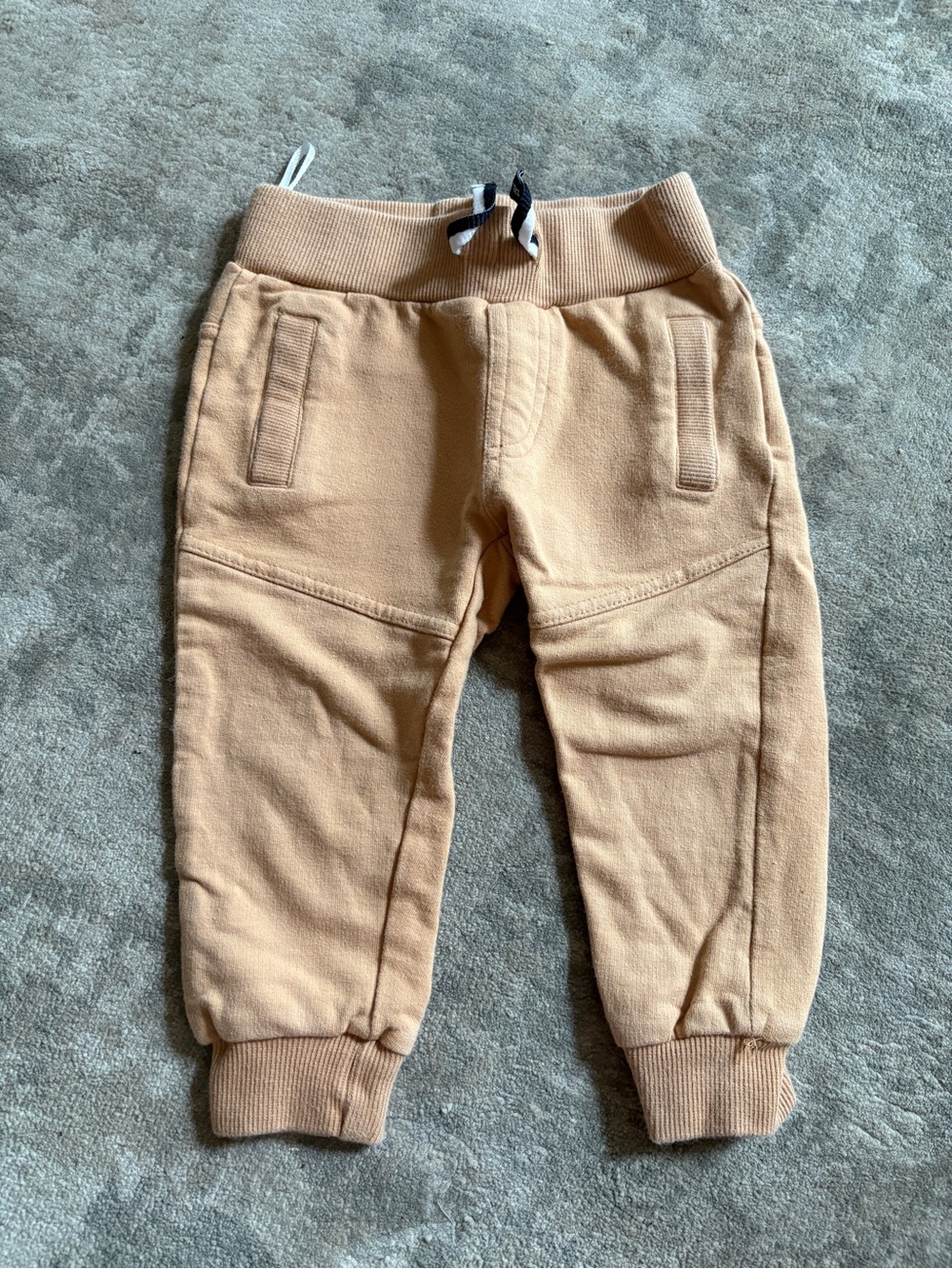 Kids Neutral Tan Jogger Sweatpants with Drawstring Waist